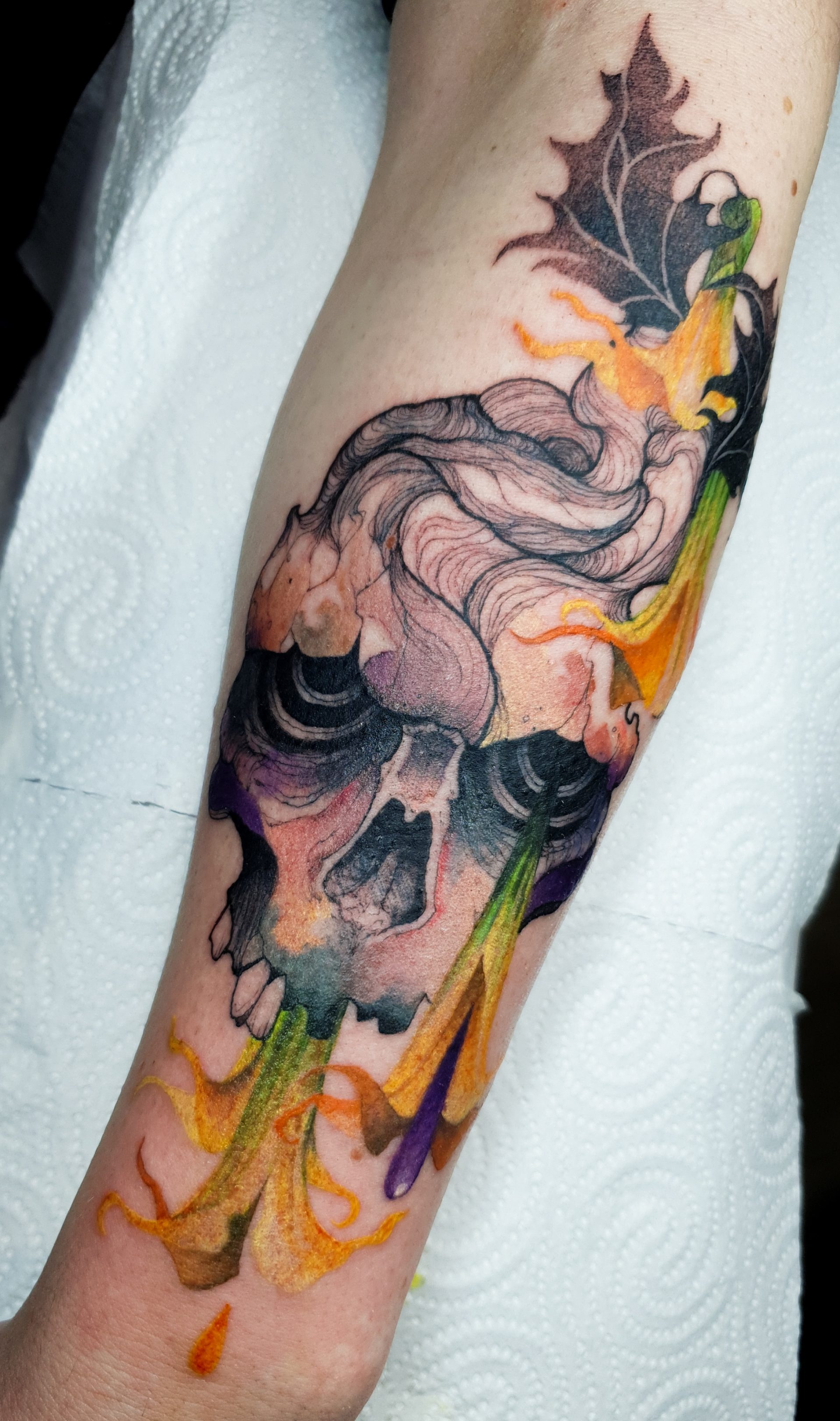 tatouage aquarelle,watercolor,watercolor tattoo,tatouage couleur,tattoo couleur,tatouage floral,fleur tatouage