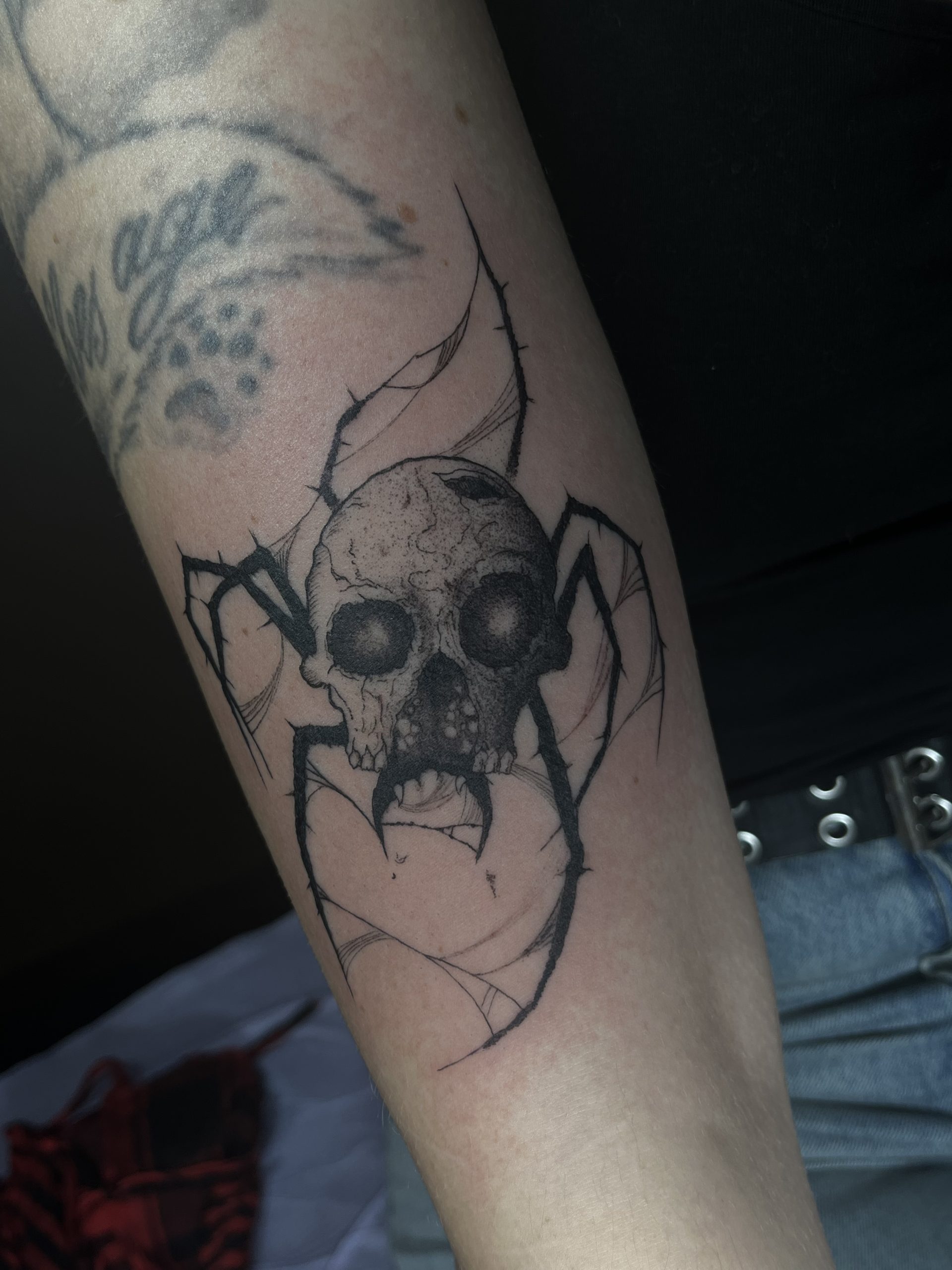 Araignée, Crâne, gravure, blackwork