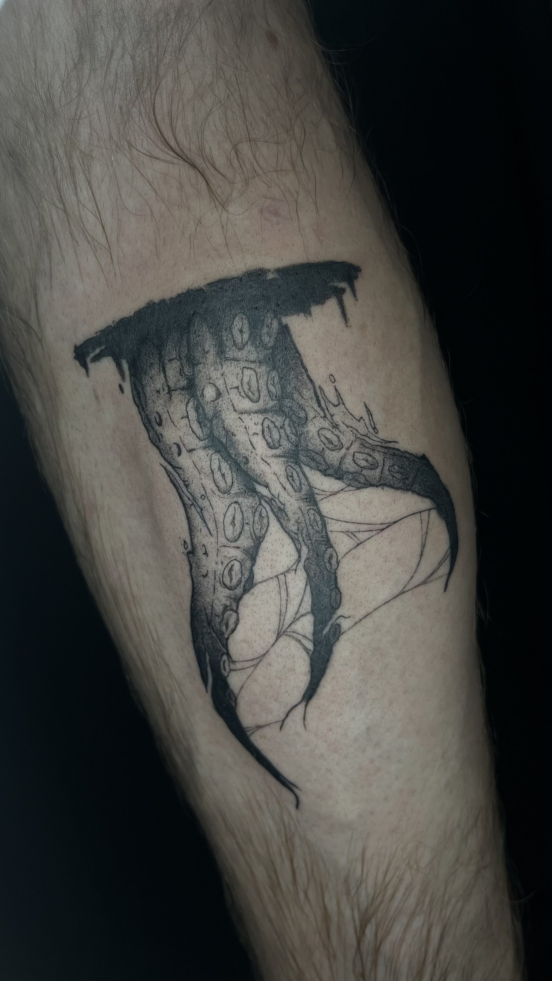 gravure, blackwork, poulpe, kraken