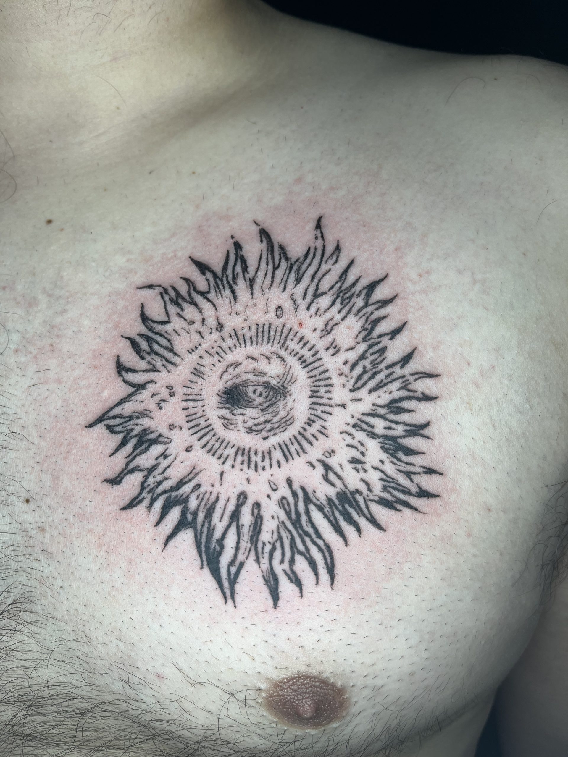 soleil, gravure, blackwork